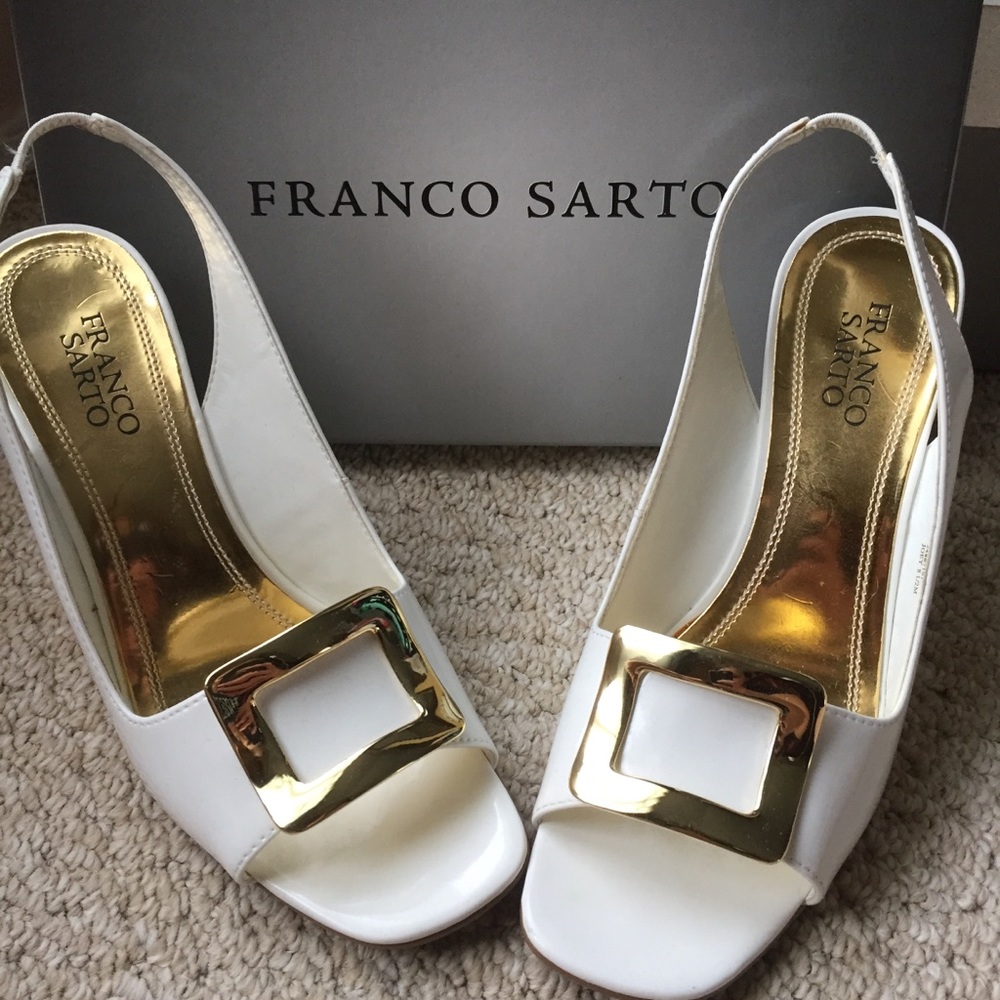Sling Back Patent Leather Wedges